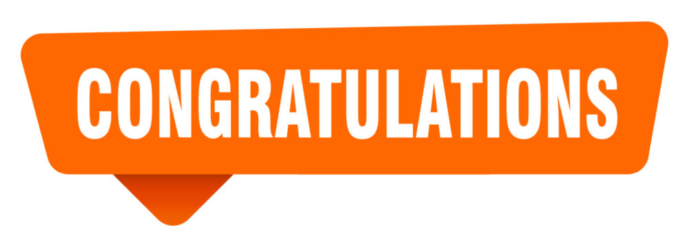 congratulations sticker. congratulations orange sign isolated on transpatent background
