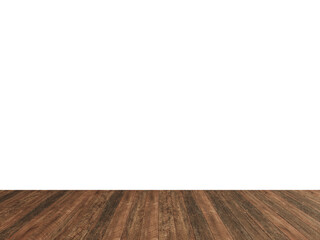 Transparent PNG Interior with Vintage Dark Wooden Floor and Isolated Wall – Perfect for Room Mockups and Product Showcases