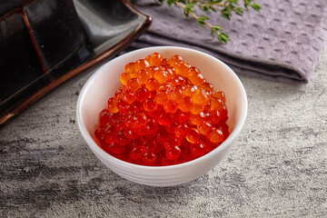 Luxury salmon red caviar roe