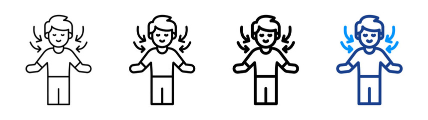 Deep Breathing Icon Different Style Outline Collection Set