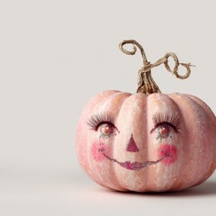 Pink pumpkin with face