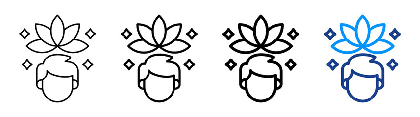 Fototapeta premium Mindfulness Icon Different Style Outline Collection Set