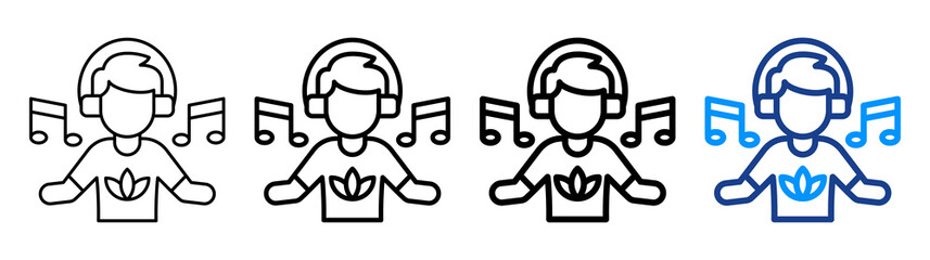 Music Therapy Icon Different Style Outline Collection Set