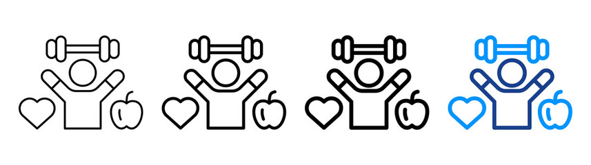 Healthy Lifestyle Icon Different Style Outline Collection Set