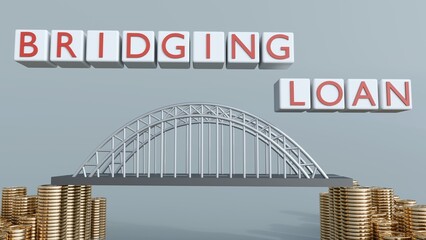 A 3D rendering of an arched bridge with the words 