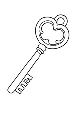Decorative Vintage Key Line Drawing