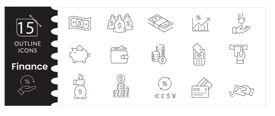 Business, Finance Icon Set, Data Analysis, Investment, Market Growth Vector Pack, Corporate Finance Illustration Collection. Strategy, Economy Financial Management, Data Analytics,Editable Stroke