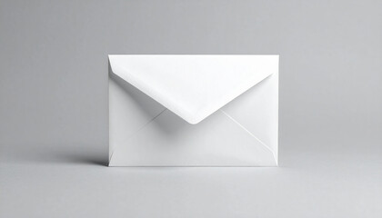 Blank white envelope on gray background, minimalistic composition, isolated product mock-up.