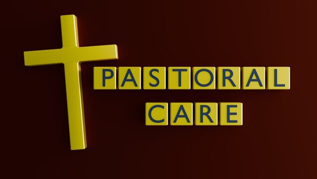3D rendering of a cross and "PASTORAL CARE." Its aim is to offer holistic support, helping people navigate challenges, find comfort, and foster spiritual growth.