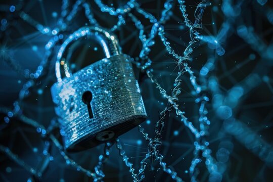 Secure lock safeguards sensitive data in interconnected digital world, ensuring online safety and protection against cyber threats