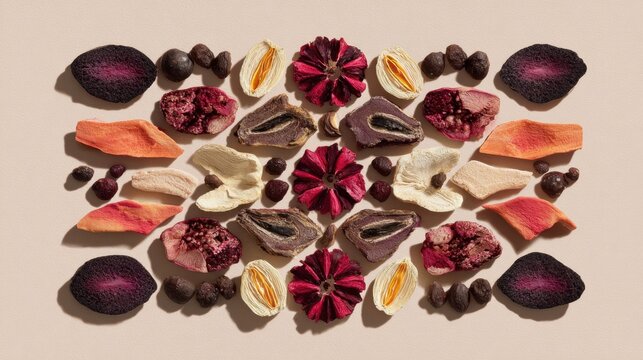 Healthy dried fruit and vegetable snack composition