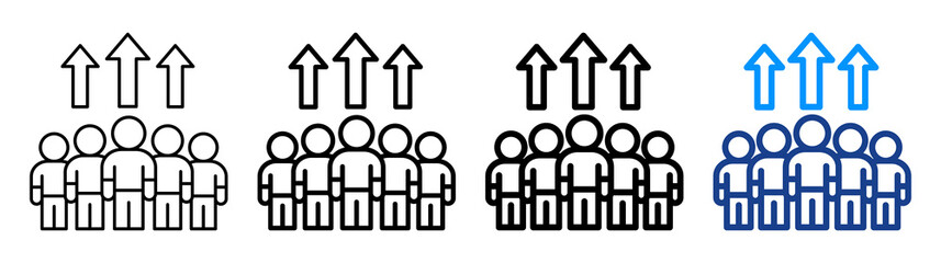 Community Growth Icon Different Style Outline Collection Set
