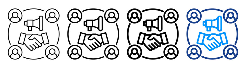 Public Relations Icon Different Style Outline Collection Set
