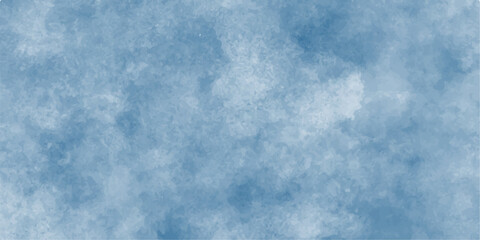 Blue sky with fluffy white cumulus clouds on a clear summer day showing a natural cloudscape and clear atmosphere. Abstract blue watercolor background. White and blue mixed watercolor painted leaks