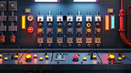 Control panel with various switches and buttons.