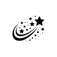 Shooting star trail with multiple stars and swirls