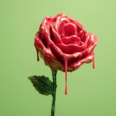A rose with dripping