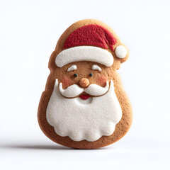 Fototapeta premium Delicious and festive Santa-shaped cookie, perfect for celebrating the holiday season with friends and family.