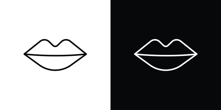 Big lips icon in line design. Editable stroke icon.