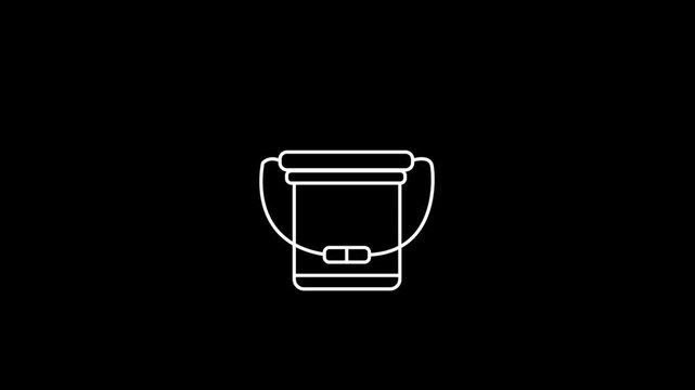 White outline of a bucket on black background pail