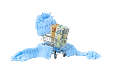 Woolen hats and scarves show winter spending, isolated on white, PNG