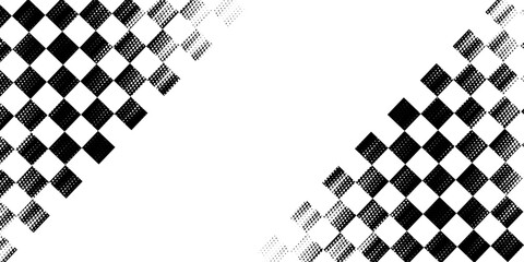 Race flag grunge background, car rally or motocross finish flag with vector checker pattern. Grunge race flag for car racing sport or bike speedway, motorsport