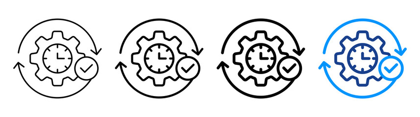 Real Time Processing Icon Different Style Outline Collection Set