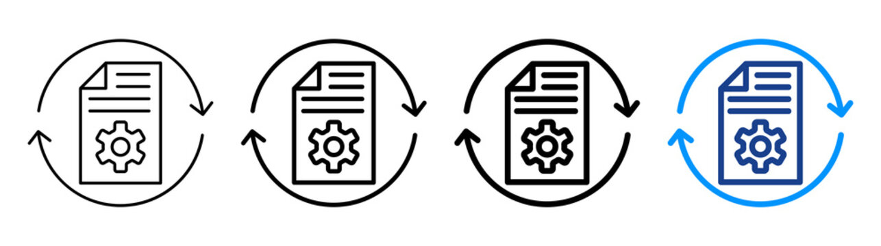 Batch Processing Icon Different Style Outline Collection Set