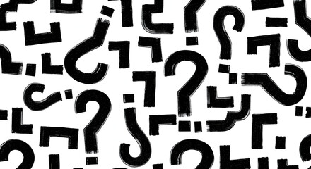 Abstract black question marks pattern on white background