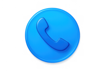 Blue 3d phone icon presenting communication, calling, and telephone concepts on a transparent background