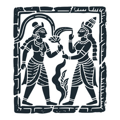 Indian relief &ndash; Black and White Icon Vector and Illustration