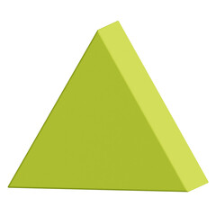 Bright lime green 3D triangle element isolated minimalist design