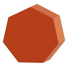 3D Orange Hexagon Shape Render Isolated Geometric Button Element