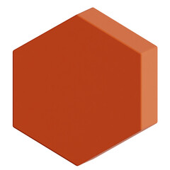 Modern 3D Burnt Orange Hexagon Geometric Technology Block Render