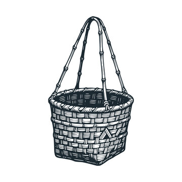 Doko basket &ndash; Black and White Icon Vector and Illustration