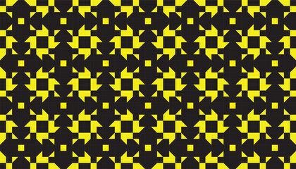 Bold Yellow Black Geometric Pattern. Repeating squares and triangles in a strong yellow-black palette create a bold and dynamic visual