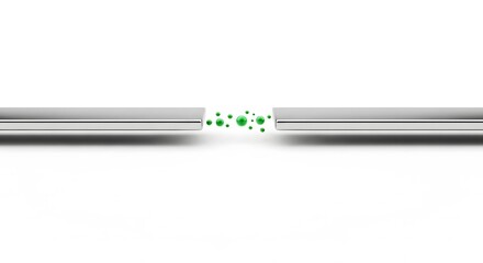 Neurotransmission process , Abstract Connection Metallic Bars and Green Energy Bubbles on Wh