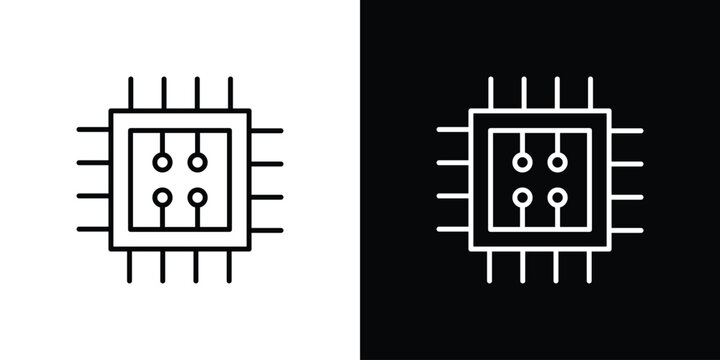 Computer microchip icon in line design. Editable stroke icon.