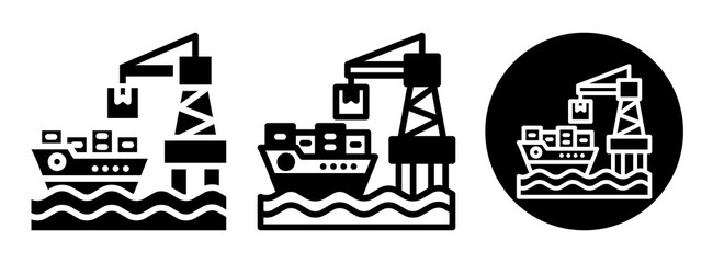 Port Logistics Icon Collection Glyph & Mixed Style