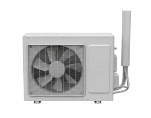 White Outdoor Air Conditioner Condenser Unit Side View Isolated Cutout Transparent PNG