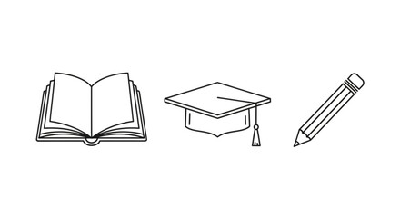 Education learning concept open book graduation cap pencil study knowledge school university student 100