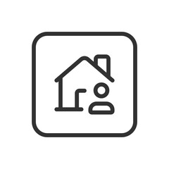 Real Estate Home House Big Customer line icon – house with large person or VIP user outline vector for high-value client, luxury property buyer, premium real estate service UI