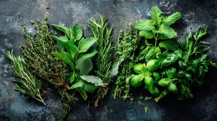 Fresh aromatic herbs collection for cooking