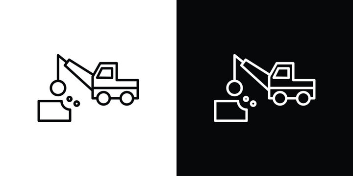 Demolition icon in line design. Editable stroke icon.