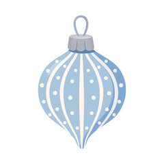 Blue Striped Christmas Ornament Illustration