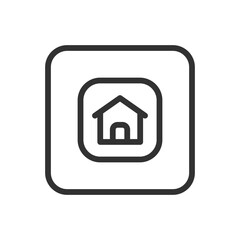 Real Estate Home House Square line icon – house inside square outline vector for property badge, listing frame, real estate portfolio UI