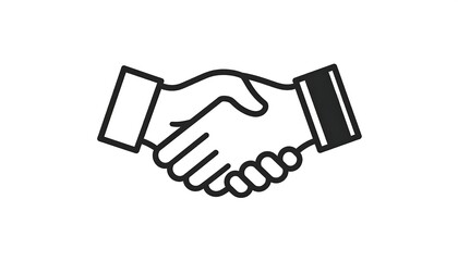 Obraz premium Minimalist black-and-white icon of a handshake, depicting a business agreement or partnership