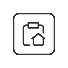 Real Estate Home House Task List line icon &ndash; house with checklist outline vector for property management, home inspection, move-in preparation UI