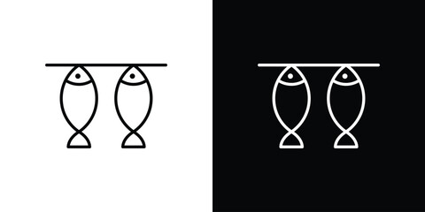 Dried fish icon in line design. Editable stroke icon.