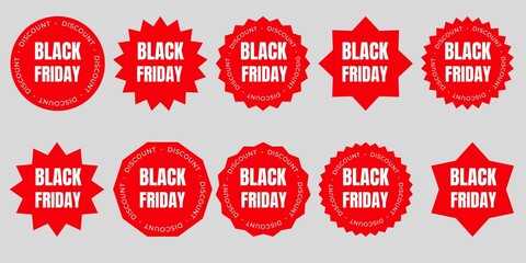 Fototapeta premium set of sale labels, black Friday sale tags, set of discount labels black Friday, set of discount tags black Friday 